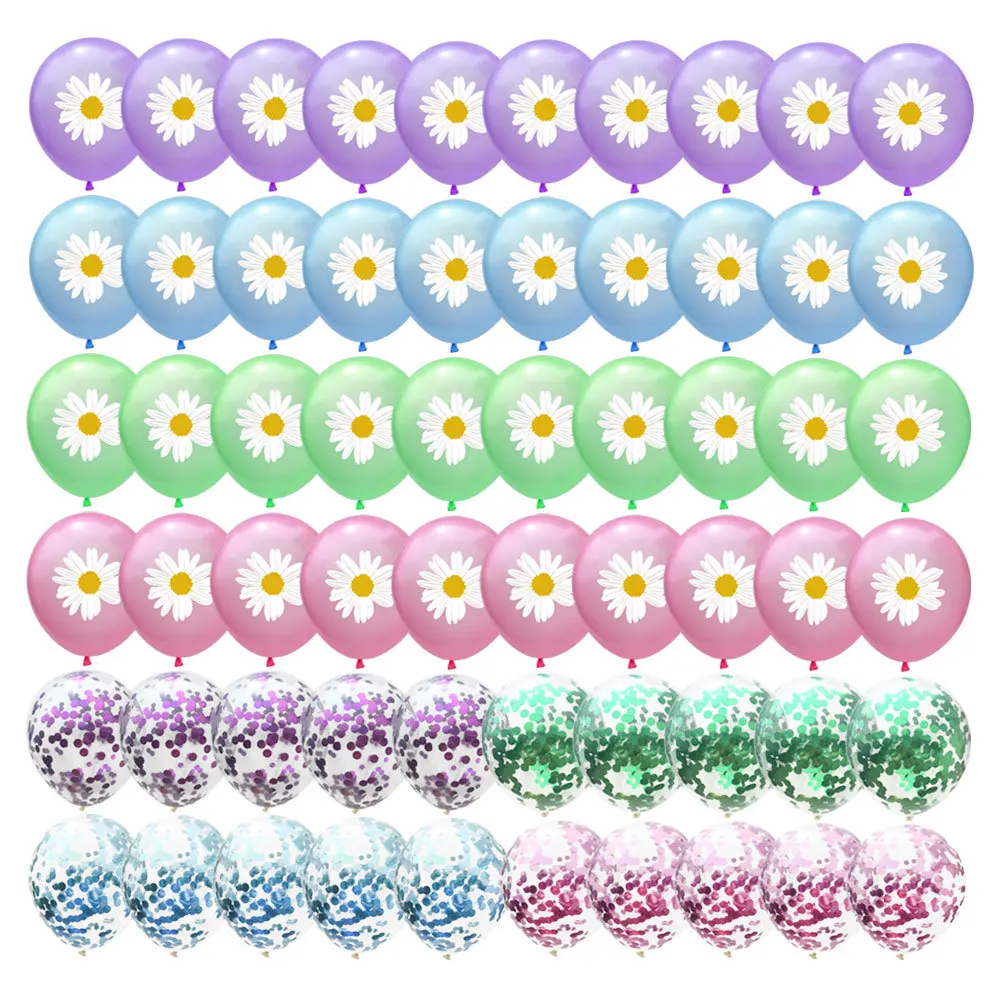 

60 Colorful Daisy Latex Balloons Colorful Sequins Transparent Balloons Summer Pool Party Wedding Birthday Decorative Balloons