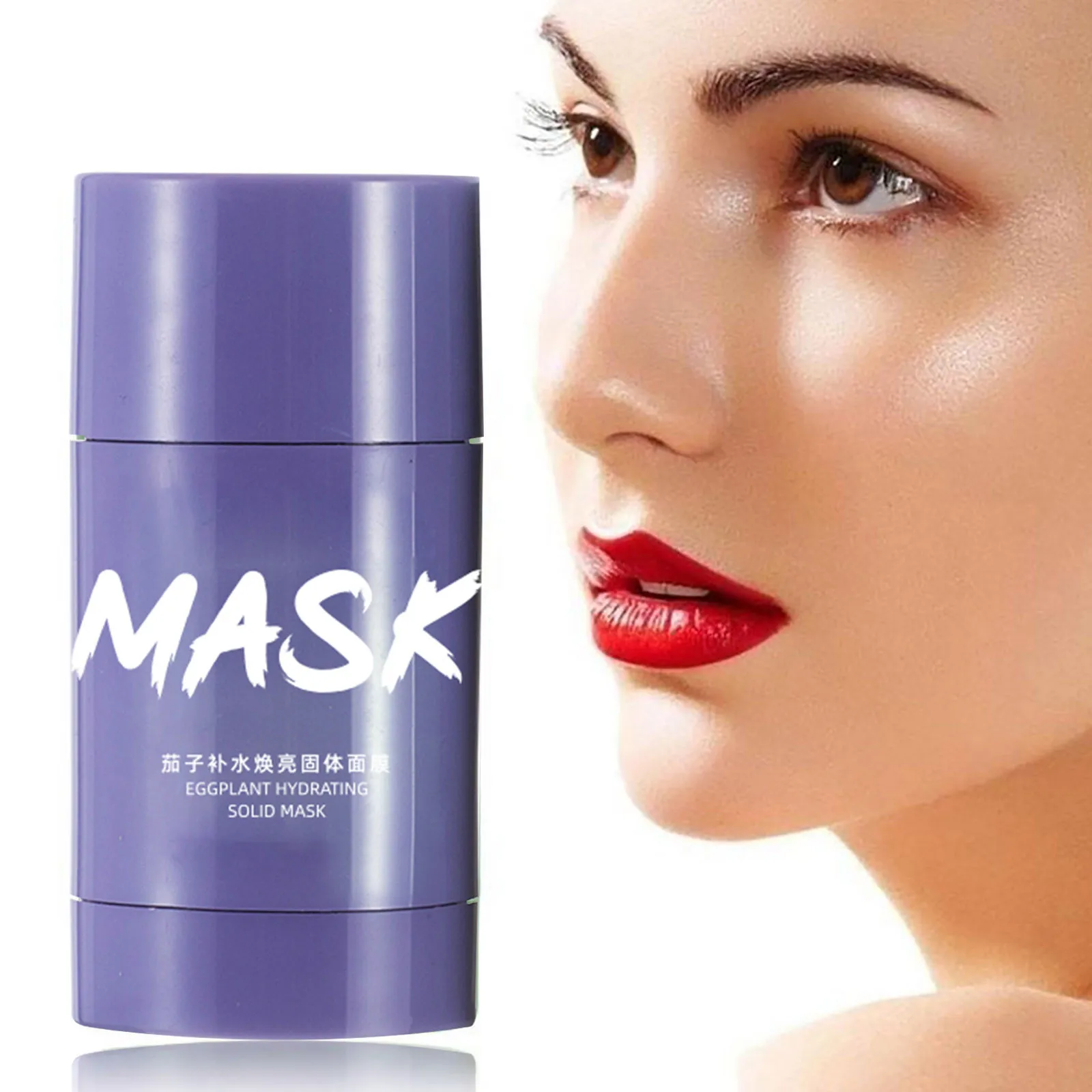 

1/2PC Green Tea Purifying Stick Mask Oil Control Anti-Acne Eggplant Solid Fine