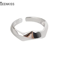 qeenkiss rg666 fine%c2%a0jewelry%c2%a0wholesale%c2%a0fashion%c2%a0woman%c2%a0girl%c2%a0birthday%c2%a0wedding%c2%a0simplicity ripple 18kt gold white%c2%a0gold%c2%a0opening ring