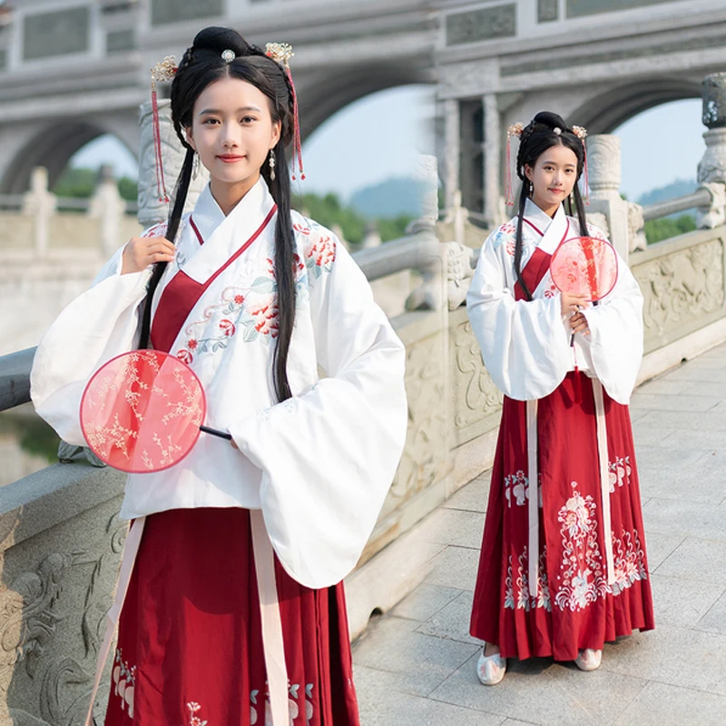 

Hanfu Chinese National Classical Dance Performance Clothes Traditional Red Hanfu Skirt Ming Dynasty Ancient Fairy Costumes VO401