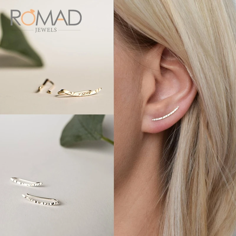 Romad Серьги из серебра S925 с неправильной текстурой и крючком для ушей, эксклюзивные серьги для женщин, ювелирные подарки.