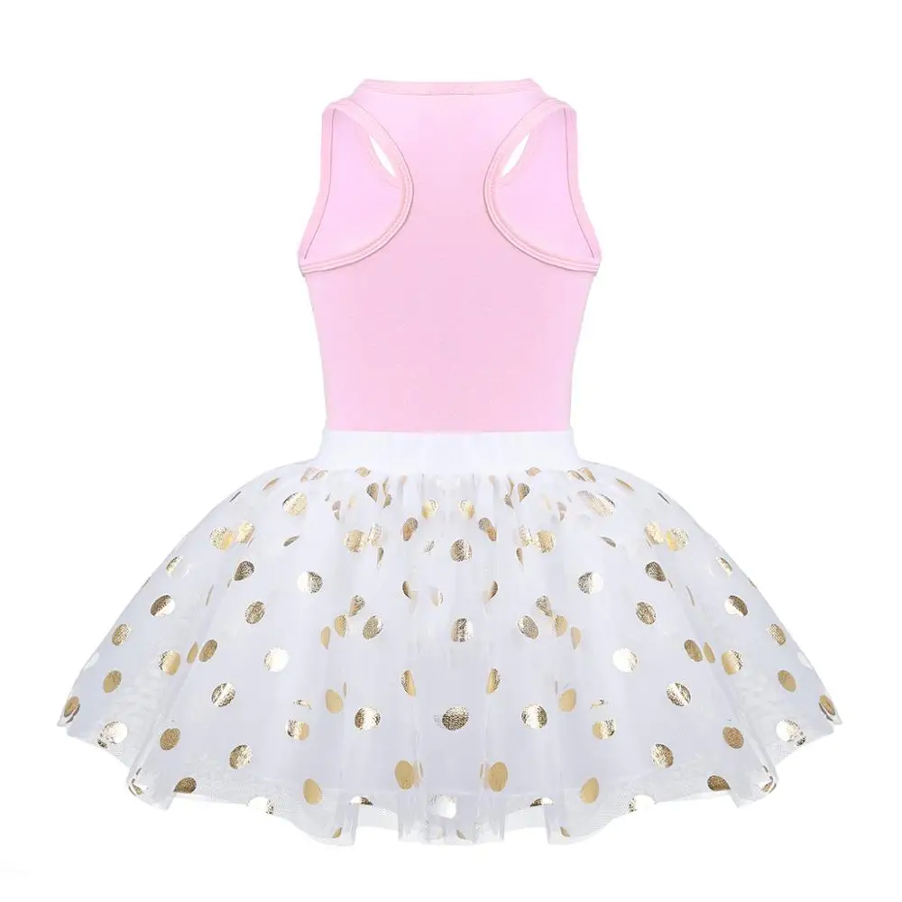 Infant Baby Girls Birthday Princess Outfit Set Sleeveless Tanks Cotton Top with Golden Polka Dot Tulle Tutu |