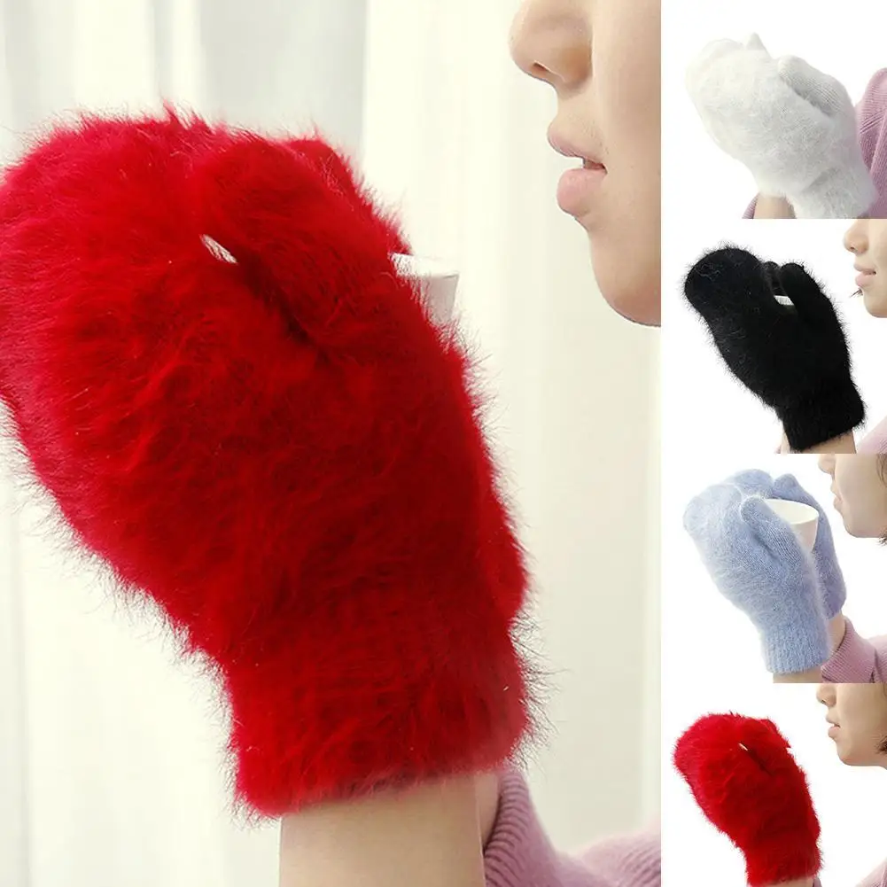 

New Gloves Winter Mittens Student Korean Cartoon Cute Dongdaemun Rabbit Wool Gloves Female Cute Fur Gloves Women Girl Mittens