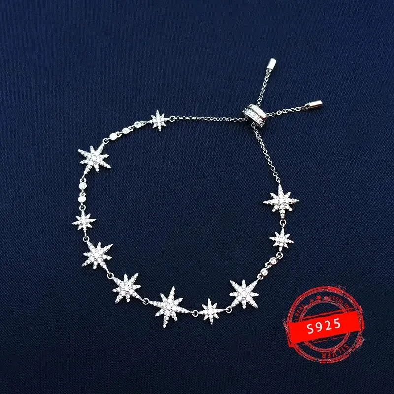 

pulsera de plata de ley 925 con forma de estrella, brazalete con carácter de estrella de seis puntos