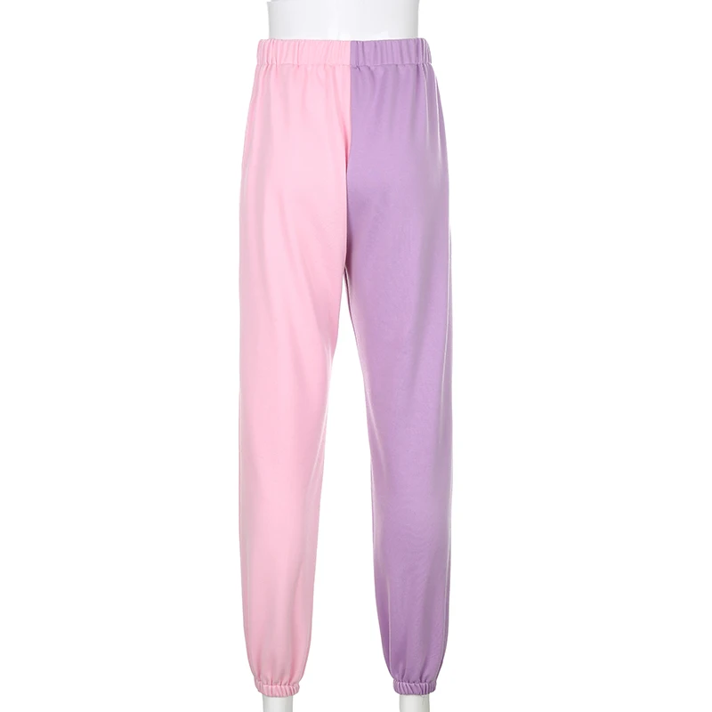 

Patchwork Pink Casual Sweatpants Women Pocket Skinny High Waist Pants Capris Fashion Sweat Cute Joggers Streetwear
