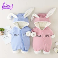 fancy childhood new infant rabbit clothes baby boys girls rabbit ears hooded rompers clothes newborn toddler long sleeve rompers