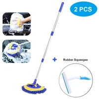car wash mop mitt with telescopic aluminum alloy long handle chenille microfiber wash brush scratch free for car suv truck