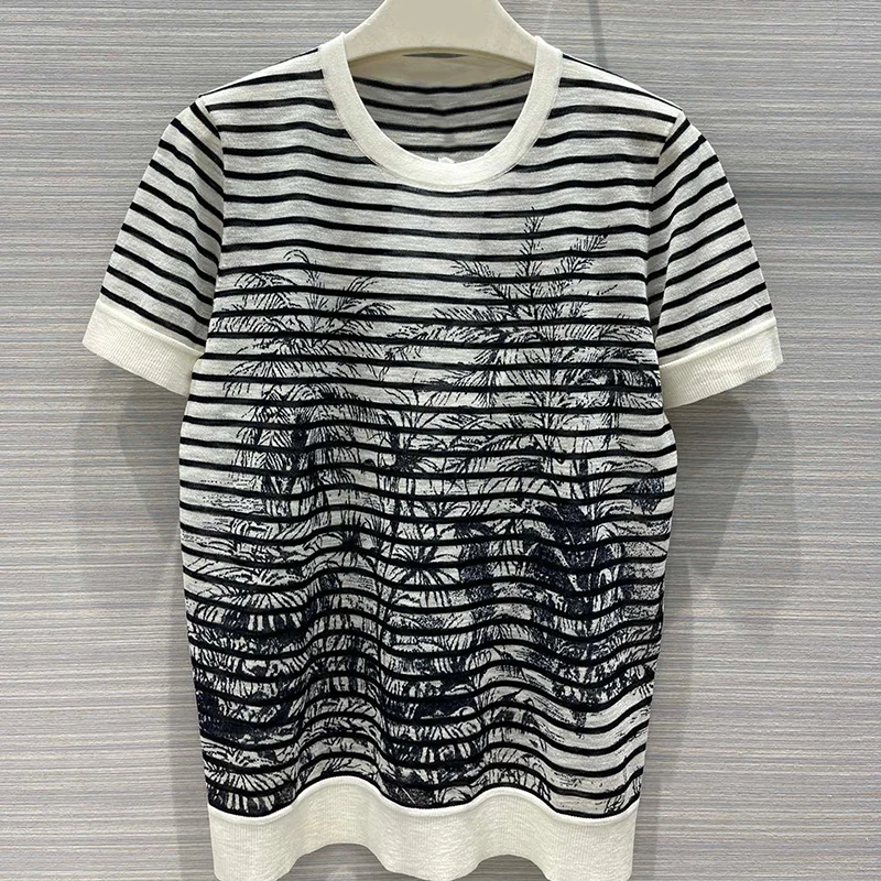 

Fashion New Women Sweater 2021 Spring O-Neck Knitted Pullover Short sleeve Letter Print Sweater Female Casual Loose Jumper