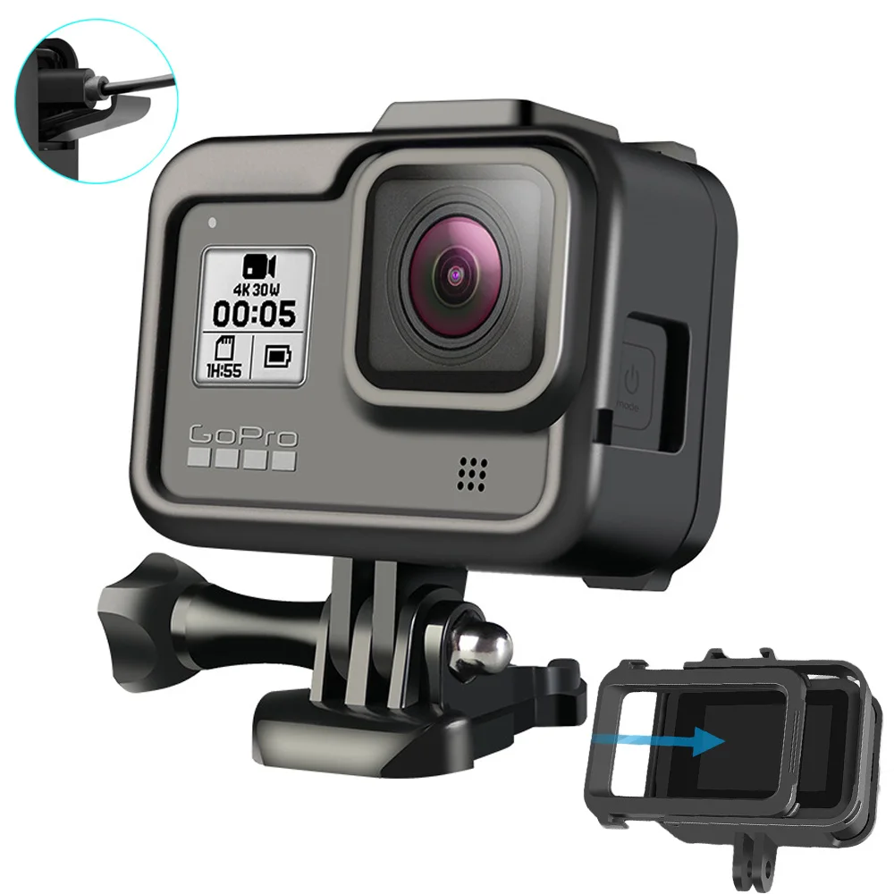 Чехол JINSERTA с пластиковой защитной рамкой для экшн Камеры GoPro Hero 8 Black защитная
