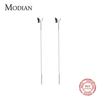 modian 2021 new 100 925 sterling silver simple tiny tassel butterfly drop earrings for women silver dangle ear fashion jewelry