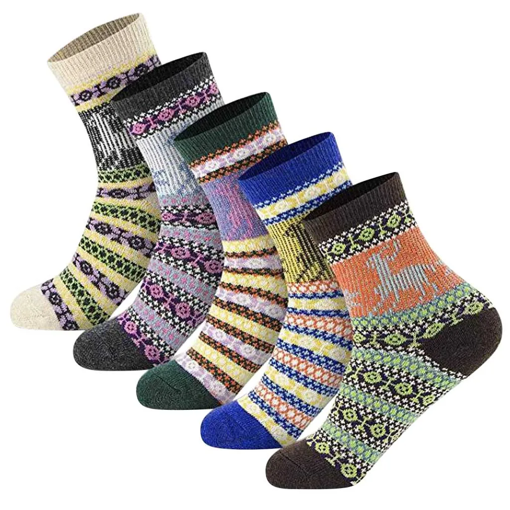 5 пар женские повседневные зимние теплые носки унисекс толстые шерстяные