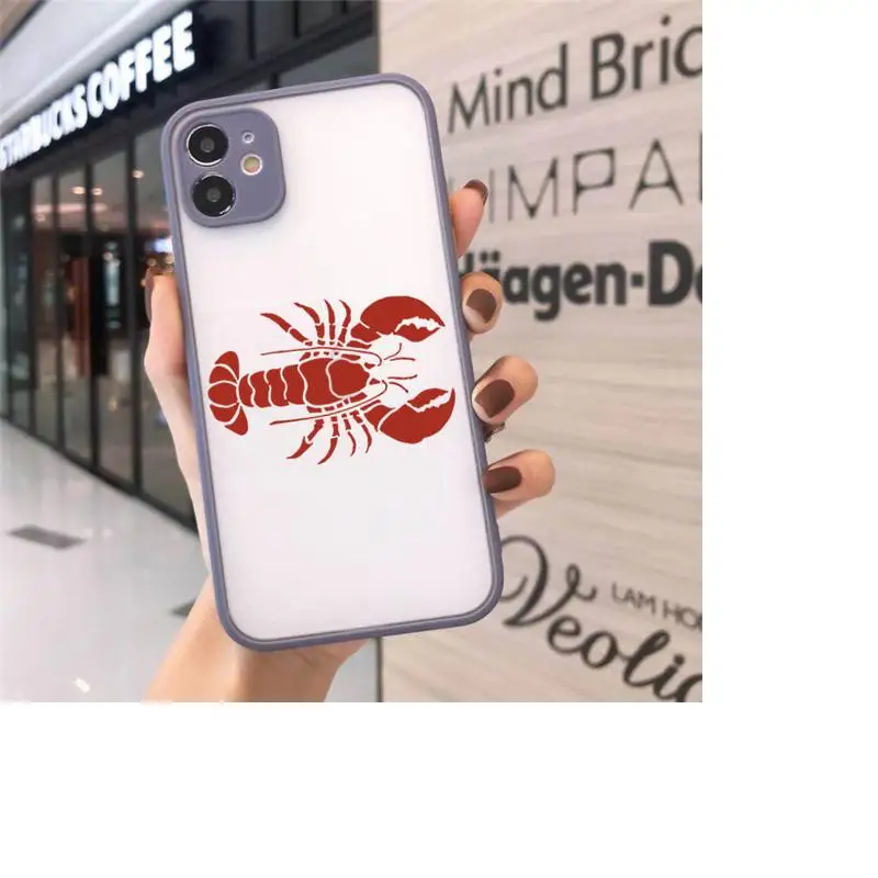 

Animal lobster crab Classic Phone Cases Matte Transparent for iPhone 7 8 11 12 s mini pro X XS XR MAX Plus cover funda