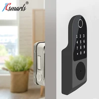 no wiring outdoor fingerprint rim smart card digital code electronic door lock for home security mortise lock waterproof