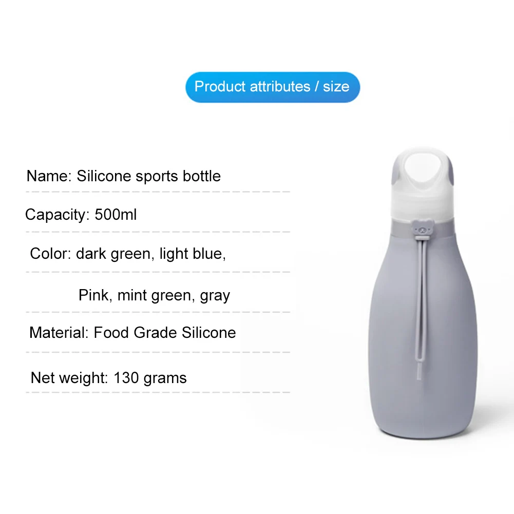 

Outdoor Sports Kettle 500 ML Silicone Foldable Fall Resistant Kettle Camping Hiking Environmental Protection Accessories