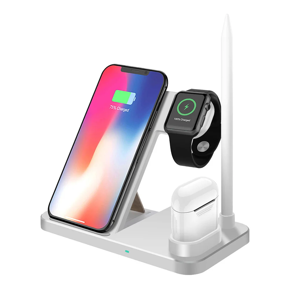 10W White 15 Вт Qi Быстрое беспроводное зарядное устройство для iPhone X XS XR 8 для Apple Watch 4 3 2 1 Airpods Quick Charge 3,0 Беспроводная зарядная док-станция - Цвет: 10W White