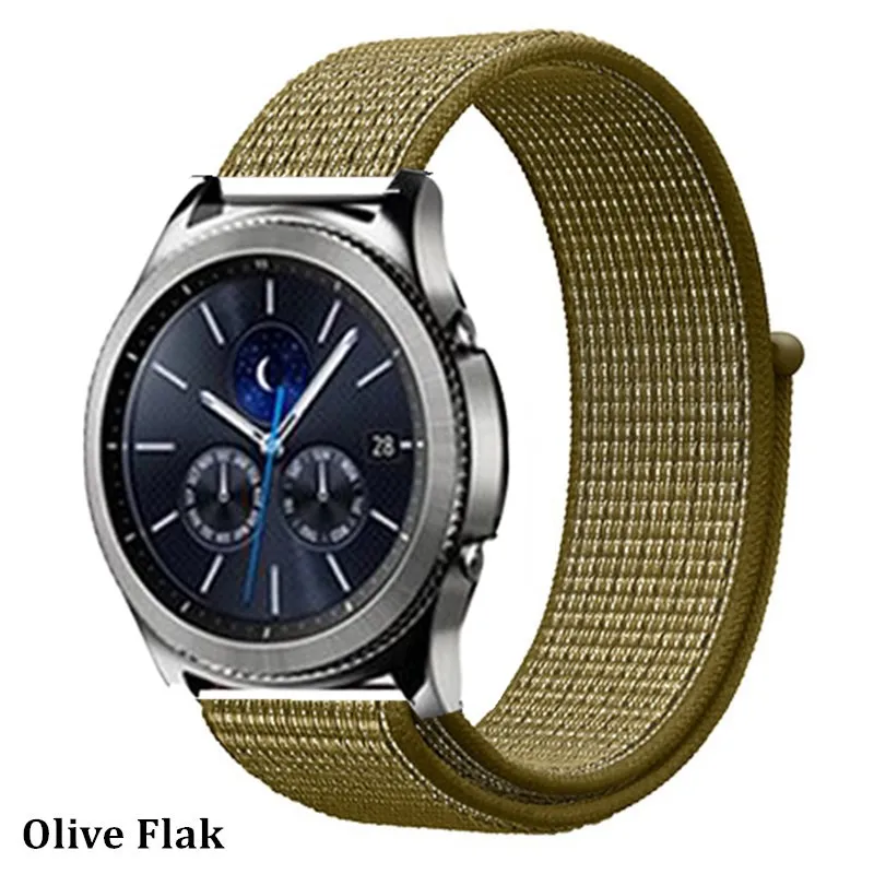 olive flak 36 Ремешок 20 мм/22 мм для gear s3 Frontier samsung Galaxy watch Active2 ремешок для huawei Watch GT 2 46 мм 42 мм аксессуары для браслетов correa - Цвет ремешка: olive flak 36