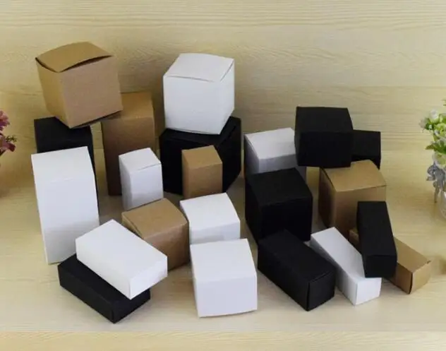 50pcs- 20 גדלים זמין חום/לבן/שחור ריק קראפט נייר תיבת עבור קוסמטי שסתומים צינורות קרפט נר מתנת אריזת קופסות