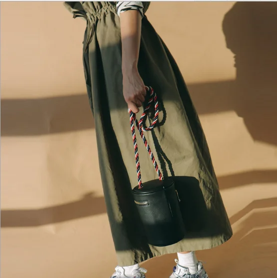 2020 новая модель чистый хлопок зеленые широкие длинные юбки с оборками высокая