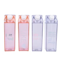 1pc creative cute plastic clear milk carton water bottle transparent milk box cup random color