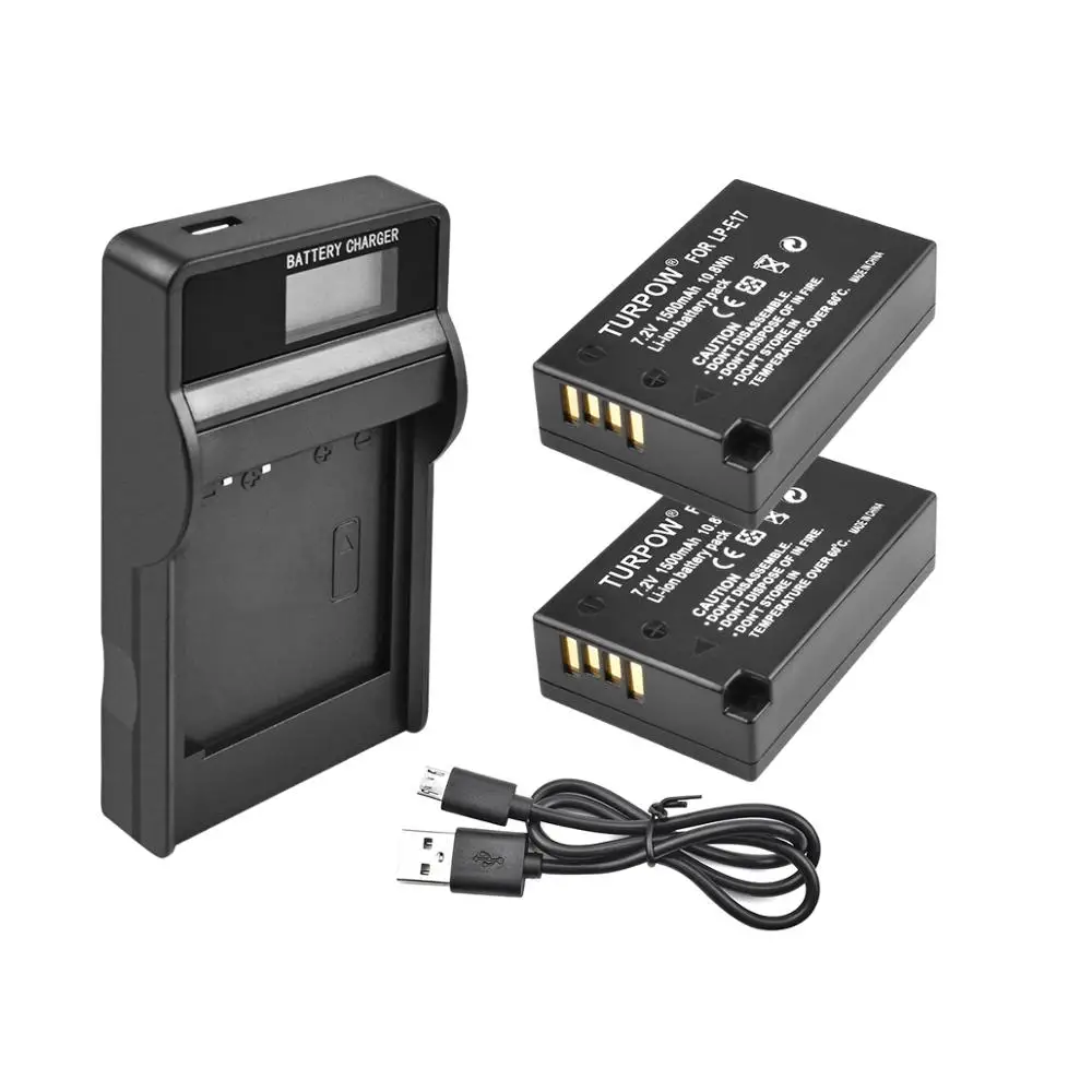 2X lcd Charger Turpow 1500 мА/ч, LPE17 LP E17 LP-E17 Батарея+ ЖК-дисплей двойной Зарядное устройство для цифровой однообъективной зеркальной камеры Canon EOS 200D M3 M6 750D 760D T6i T6s 800D 8000D поцелуй X8i L10 - Цвет: 2X lcd Charger