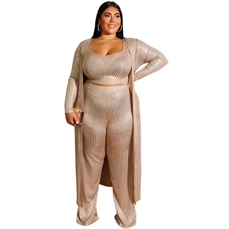 2019 осенний Женский комплект из трех предметов золотого размера плюс