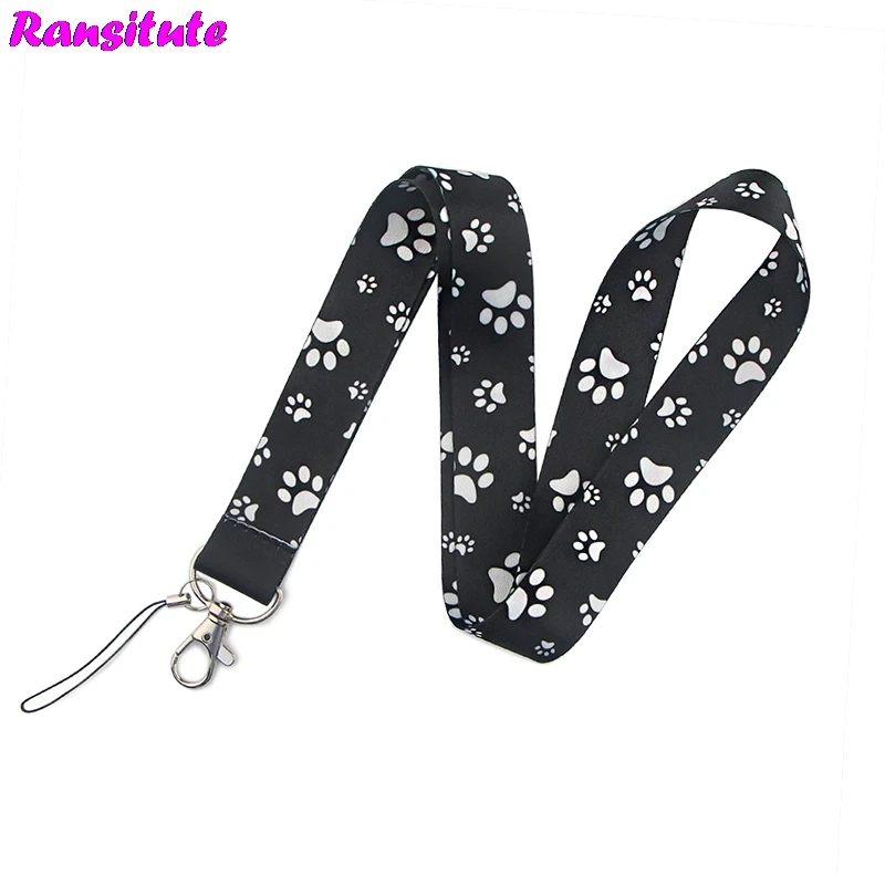 Ransitute Dog Paw Print Mobile Phone Lanyard Key ID Card USB Badge Holder DIY Fashion Neckband Decoration R826 | Мобильные телефоны
