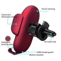 2021 new hot saleusb car charger for phone with led lamp rotatable auto clamping dual purpose phone holder with air vent bracket