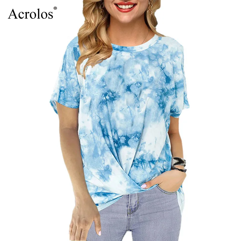 

Print T Shirt Women Casual Short Sleeve Pullovers 2020 Summer Fashion T Shirts Tie Dye Printing Woman Tops Tee Plus Size Clothes