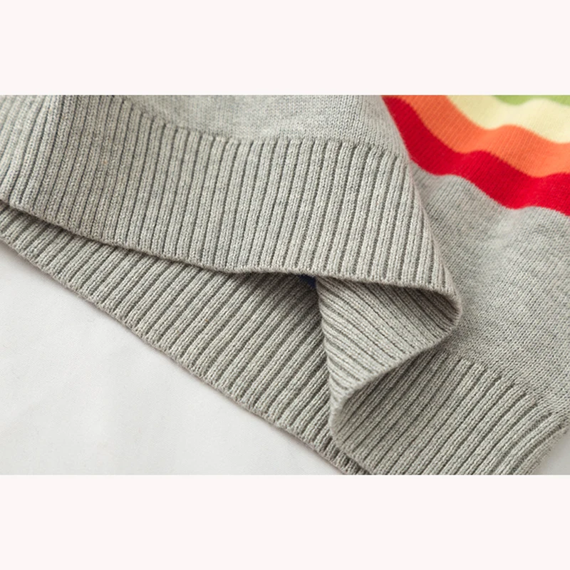 

2019 New Baby Boys Girl Clothes Cotton Knitting Fashion Children Stripe Rainbow Sweater Boys Cardigan Kids Coat