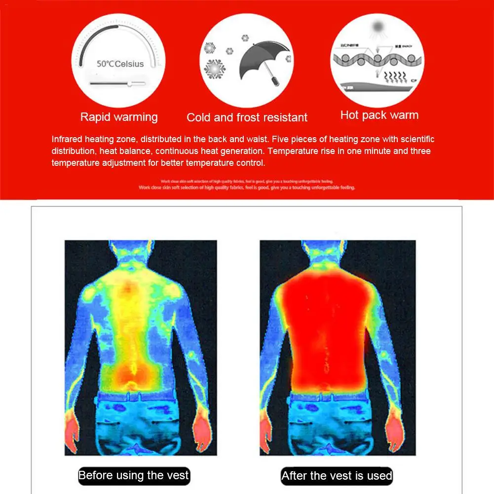 Мужской уличный жилет с инфракрасным подогревом и USB зимняя гибкая электрическая