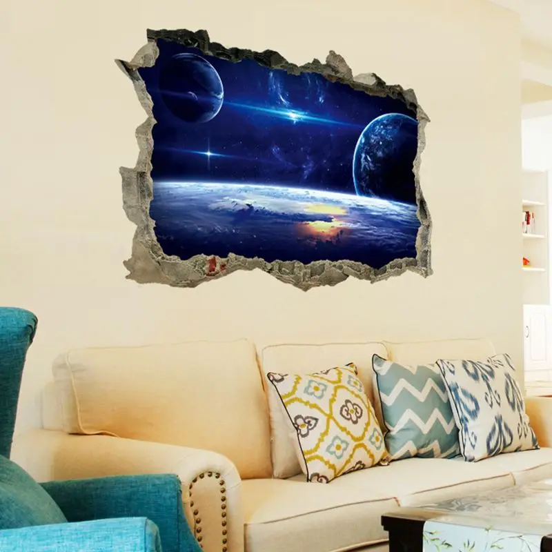 

New Wall Stickers Broken Wall Starry Sky Series Gemini Removable Stickers For Home Decoration