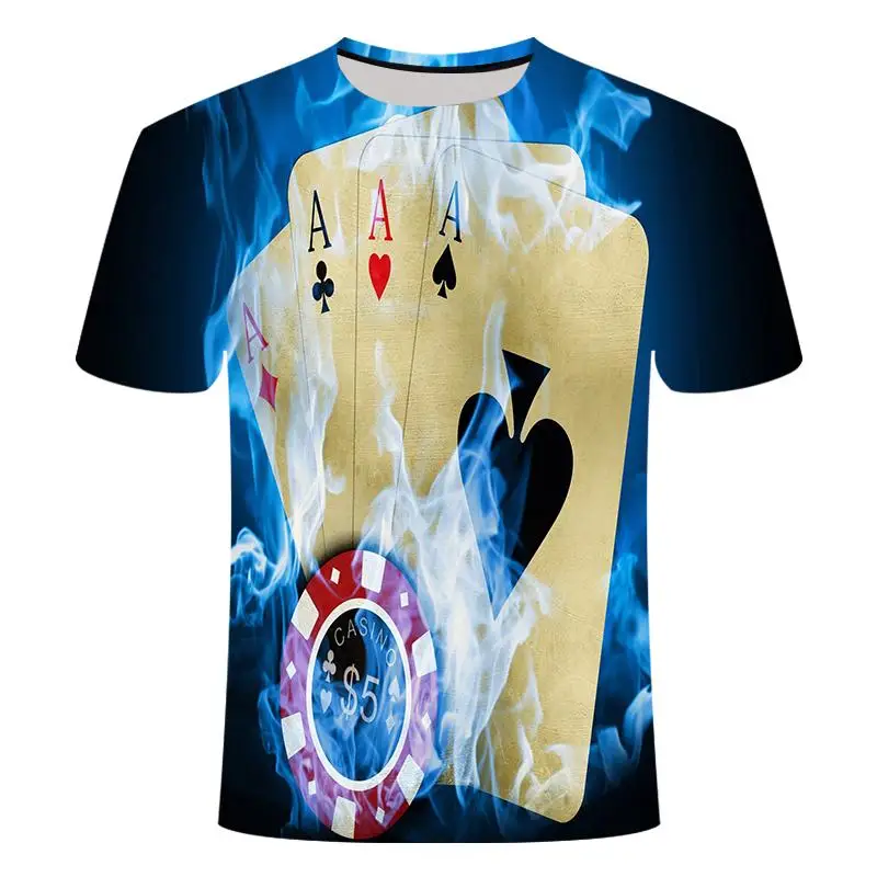 

2020 new hip-hop men's t-shirt 3D printing male burger beer bottle poker t-shirt breathable quick-drying short shirt fashion cas