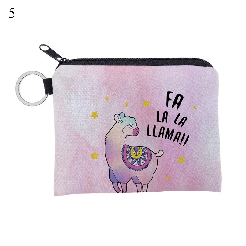 Cartoon Alpaca Printing Square Waterproof Purse Card Key Pouch Girls Cute Small Zipper Coin Holder Wallet | Багаж и сумки