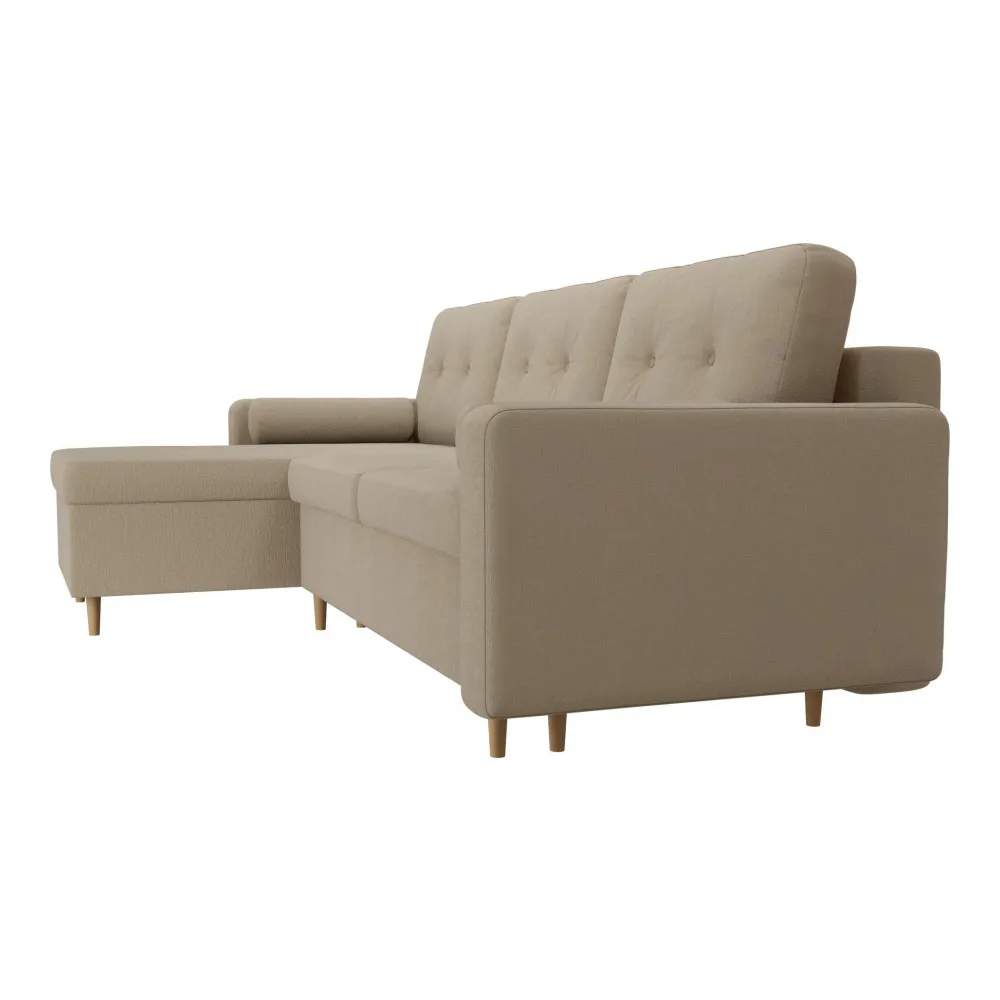 Угловой диван АртМебель Белфаст рогожка бежевый левый угол \ серый |