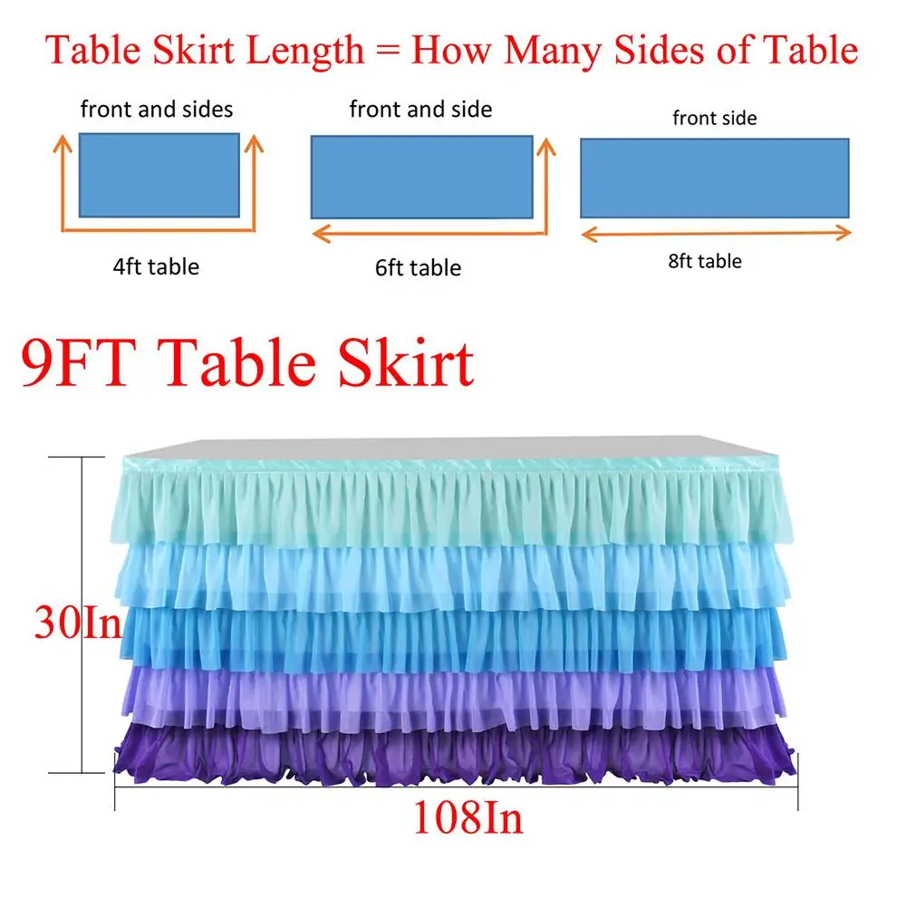 Хоббилан 5 слоев Фиолетовый Синий сплайсинга шифоновая юбка для стола Свадебная