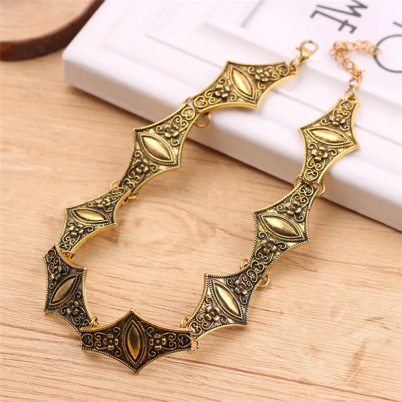 Винтажное резное ожерелье в форме веера ретро этническое короткое