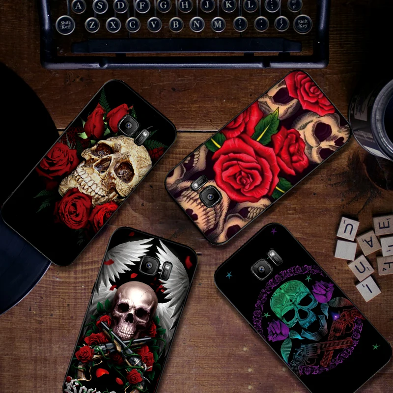 Розовых роз черепа для samsung A3 A4 A5 A6 M40 A10 A20 A30 A40 A50 A60 A70 A7 8 9 6Plus чехол телефона |