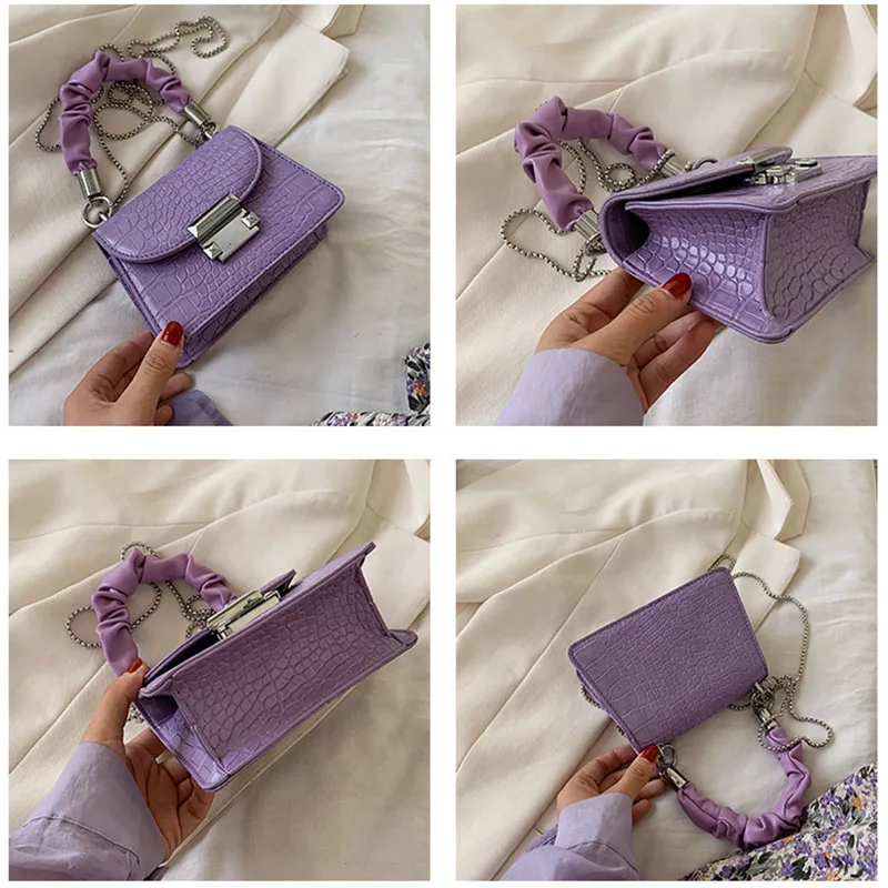 

Fashion Chain Mini PU Leather Hand Bags For Women 2020 Summer New Solid Color Wild Crossbody Shoulder Bags Female Small Handbag