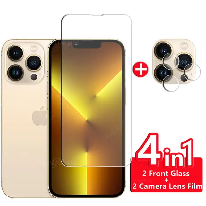 

4 в 1 для iPhone 13 Pro стекло для iPhone 13 Pro закаленное стекло прозрачная пленка для телефона Защита экрана для iPhone 13 Pro стекло