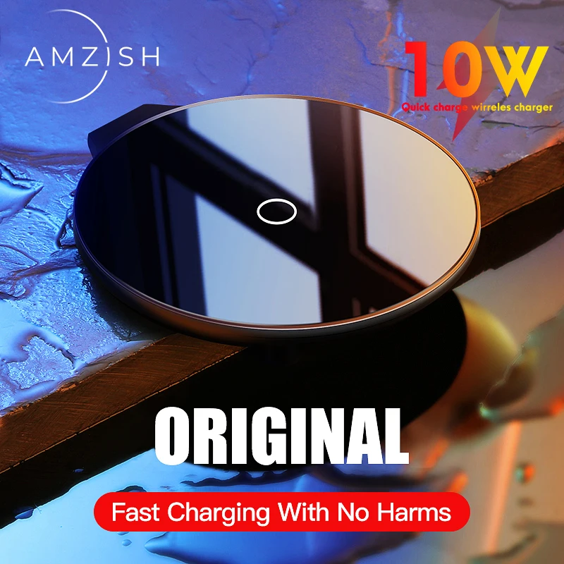 Amzish 10 Вт Быстрое беспроводное зарядное устройство QI для iPhone 8 Plus X XS Max XR 11 Pro Samsung S10