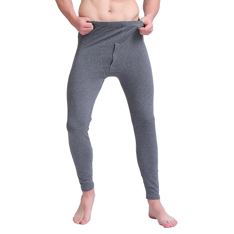 Утеплённые длинные кальсоны чесаная лайкра хлопок нижнее белье тонкие удобные