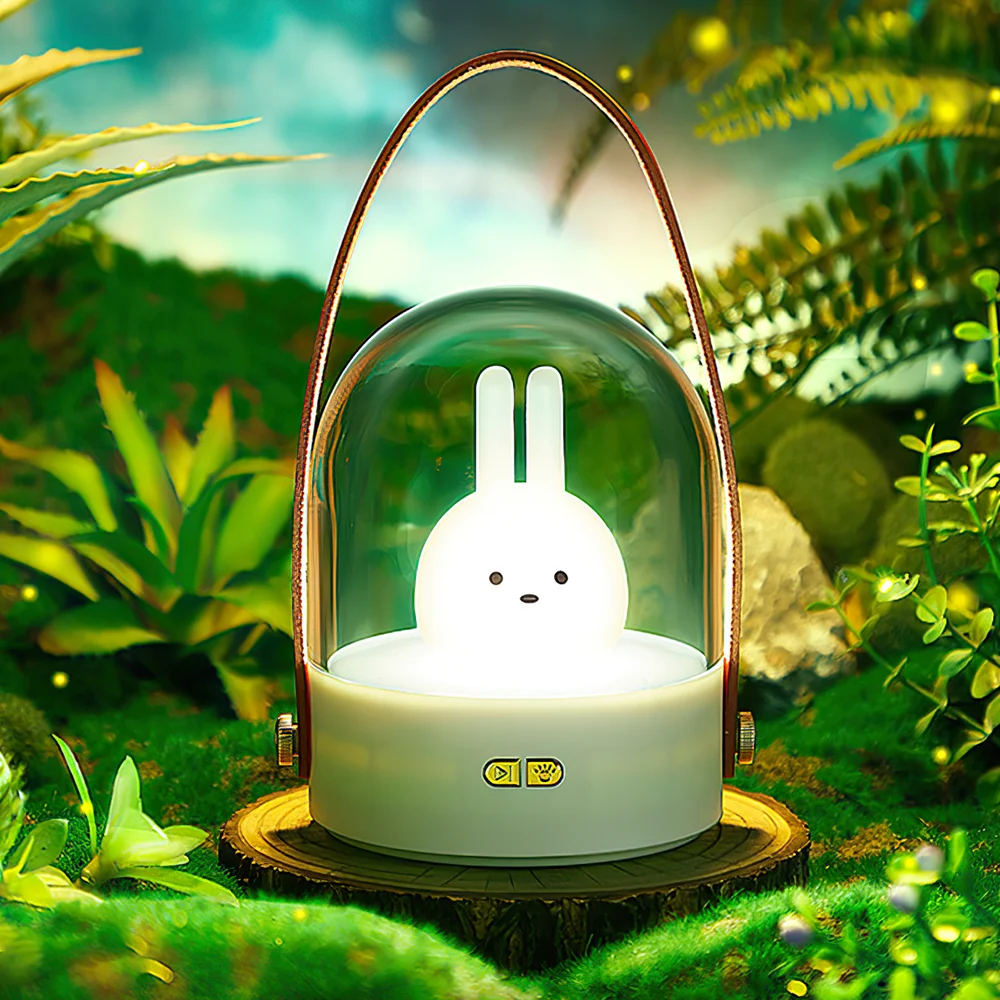 Светодиодный ночник с милым Кроликом музыкальный прикровасветильник светильник