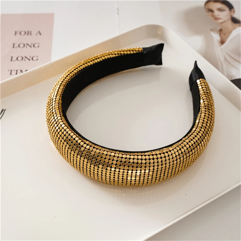 

New Arrival American Bezel Women Sequins Shiny Sponge Hairband Hair Accessories Fashion Colorful Soft Baroque Headband Hairhoop