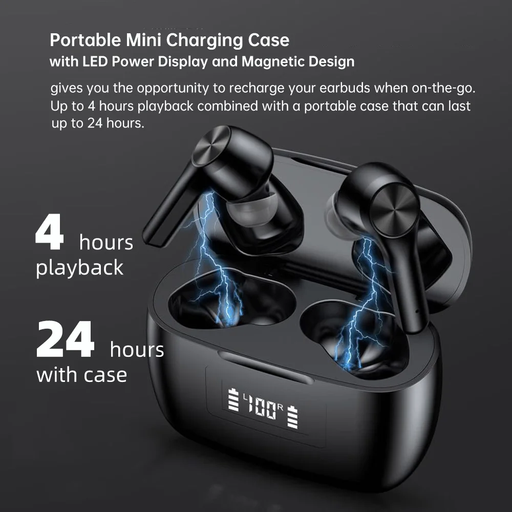 TWS Bluetooth спортивные наушники со светодиодным дисплеем беспроводные