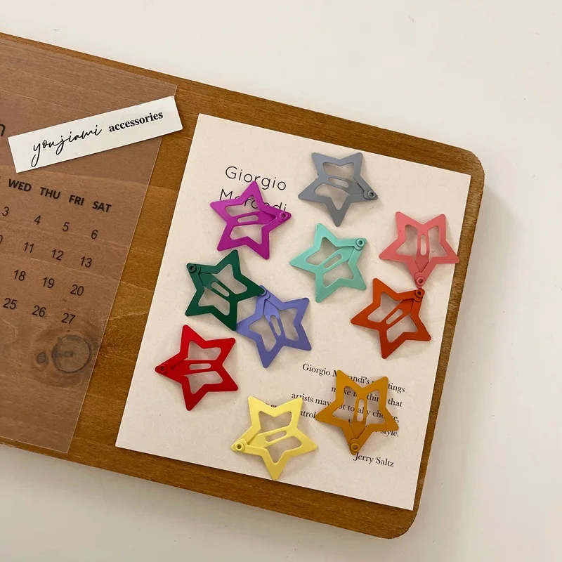 

Kids Pentagram Hair Clips Glitter BB Clips Butterfly Colors 10pcs Asymptotic Color Candy Color Star For Girls