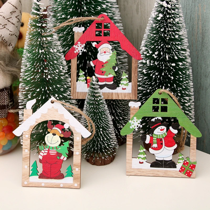 

AGN Christmas Decorations Wooden Craft Laser Hollowed Out Christmas Tree Small Pendant Wooden Creative New Wooden Pendant