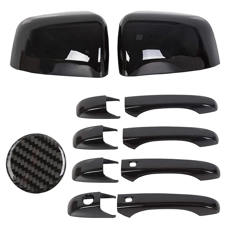 

Mirror Covers + Door Handle Covers with Interior Cover Carbon Fiber Central Control 4WD Switch Knob Cover Sticker Trim