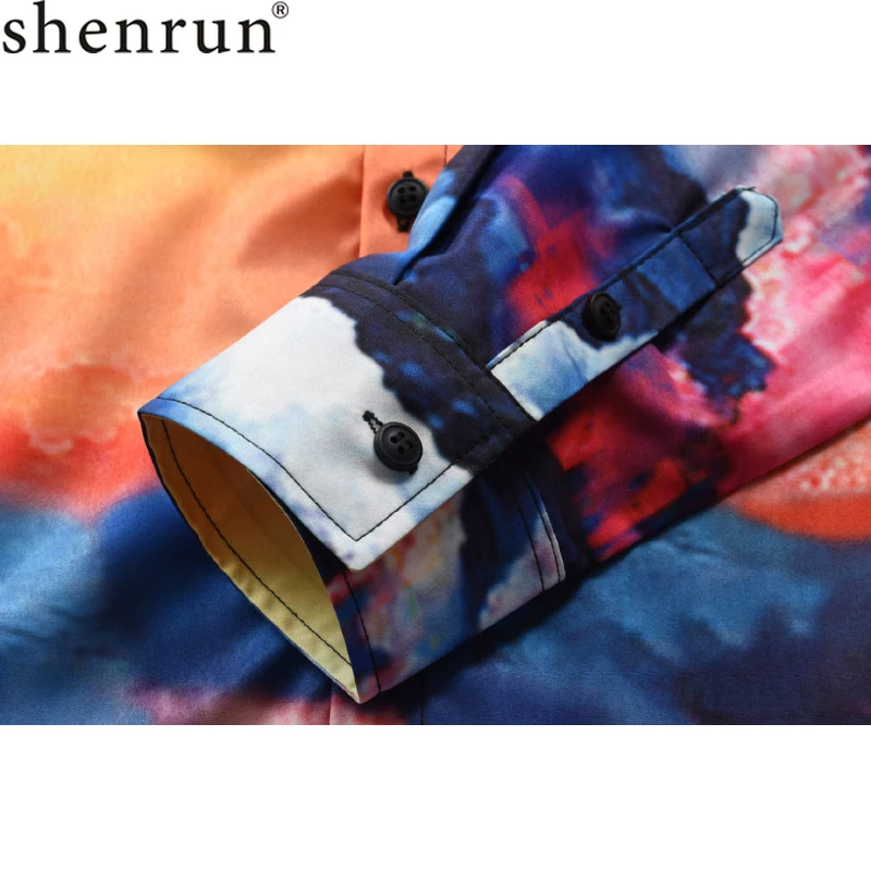 

Shenrun Men Casual Shirts Spring Autumn Long Sleeve New Fashion 3D Print Youth No-Iron Shirt Daily Life Holiday Journey Tourism