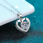 Ожерелье с подвеской в виде сердца с муассанитом, серебро 925 пробы