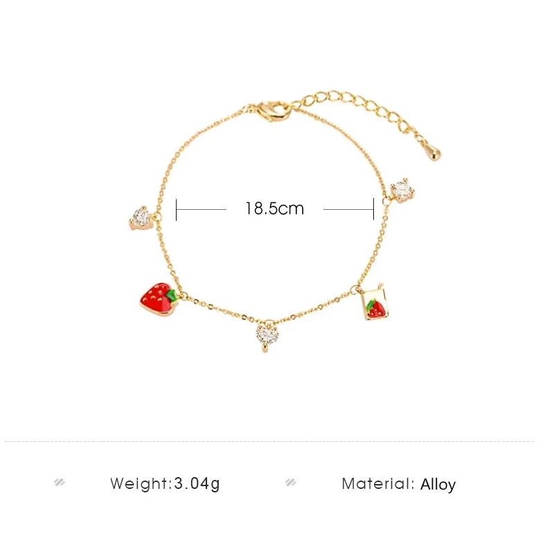 Корейский стиль браслет с изображением клубники Шарм Стразы для женщин девушек